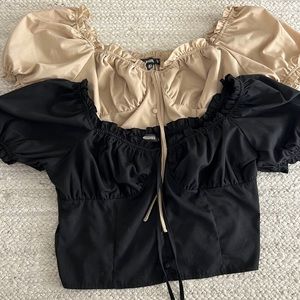 Set of 2 Off shoulder milkmaid crop top